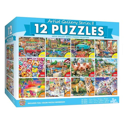 MasterPieces - Jigsaw Puzzle 12-Pack Bundle Set, Artist Gallery Collection Series 2 Landscape and Animal Puzzles, Family Fun for Adults and Kids - style: Artist Gallery II