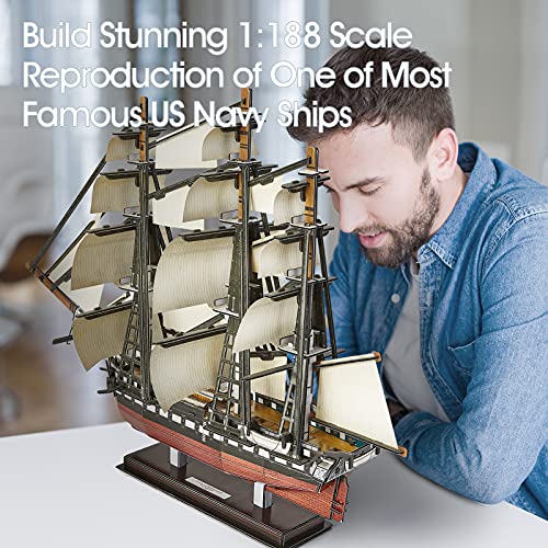 CubicFun 3D Ship Puzzles for USS Constitution Sailing Boat Models for Adults and Teens Toys, 193 Pieces - style: USS Constitution | 1:188