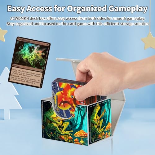 for MTG Commander Deck Box,Card Deck Box for Trading Yugioh MTG,Fits 100 Double Sleeved Cards,PU Leather Strong Magnet Case for Magic Commander TCG CCG,Cute Frog Mushroom - color: Cute Frog Mushroom