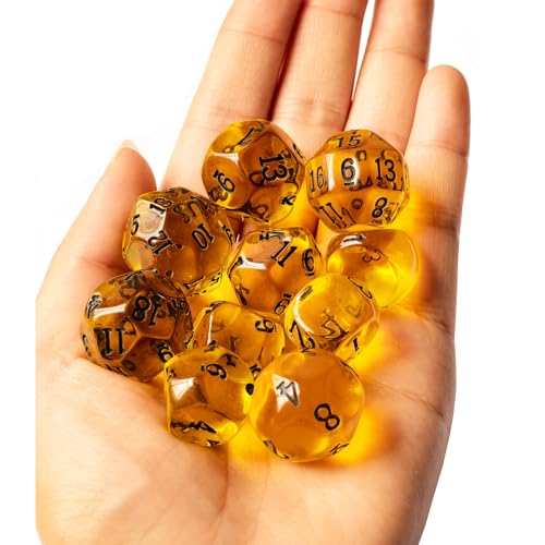 10 Pieces Odd Numbered Polyhedral Dice Set D3-D25, Odd Number Dice D3, D5, D7, D9, D11, D13, D15, D17, D19, D25 for Role Playing Table Games (Amber Set) - color: Amber Set