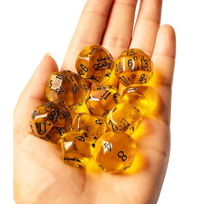 10 Pieces Odd Numbered Polyhedral Dice Set D3-D25, Odd Number Dice D3, D5, D7, D9, D11, D13, D15, D17, D19, D25 for Role Playing Table Games (Amber Set) - color: Amber Set