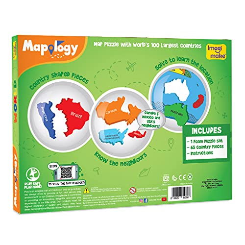 Imagimake Mapology World Map Puzzle | Educational Toys for Kids 5-7 | Puzzles for Kids Ages 4-8 | Map of The World | 6 Year Old Boy Gifts & Girl Gifts - style: World Map