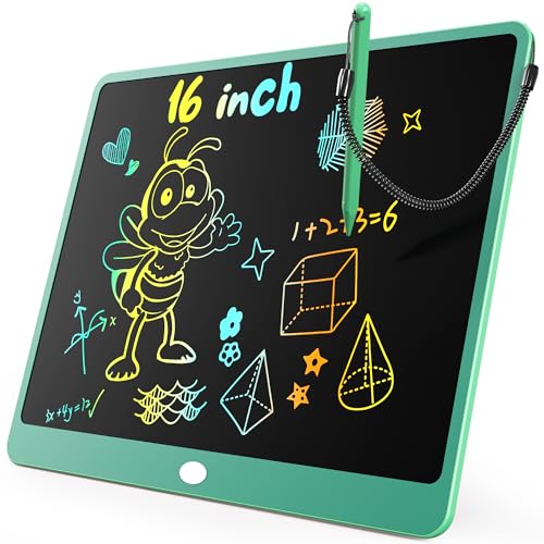 KOKODI LCD Writing Tablet, 16 Inch Colorful Toddler Doodle Board Drawing Tablet, Erasable Reusable Electronic Drawing Pads, Educational and Learning Toy for 3-6 Years Old Boy and Girls(Green) - color: Green, size: 16in