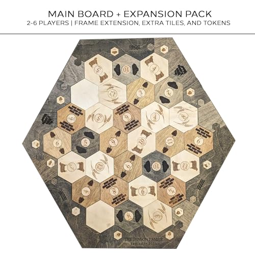 Personalized Wood Settler Game Board with Expansion Pack - 2-6 Players | Includes: Main Board and Expansion Pack | Compatible with Settler's of Catan - color: Custom: Board+expansion, size: Custom
