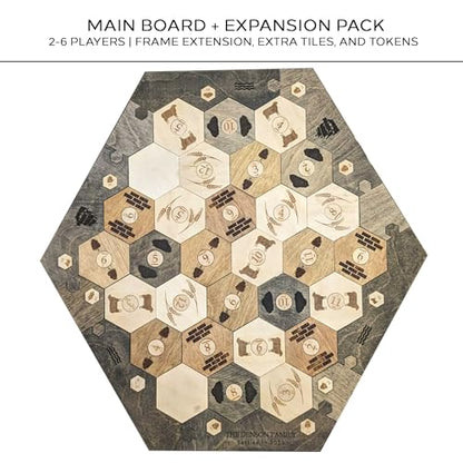 Personalized Wood Settler Game Board with Expansion Pack - 2-6 Players | Includes: Main Board and Expansion Pack | Compatible with Settler's of Catan - color: Custom: Board+expansion, size: Custom