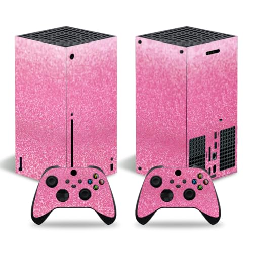 Skin Sticker for Xbox Series X disc, Full Protective Vinyl Decal Cover Wrap for Console and Wireless Controller (Pink Glitter, Series X disc) - color: pink glitter, size: Series X disc