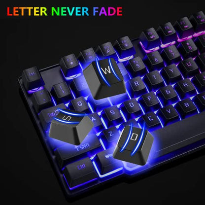 RGB Gaming Keyboard and Colorful Mouse Combo,USB Wired LED Backlight,Letter Glow,Mechanical Feeling for Laptop PC Computer Game and Work
