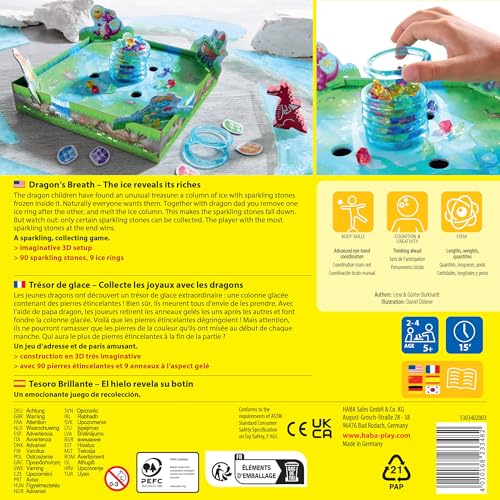 HABA Dragon's Breath Board Game - Award- Winning Board Games for Family Night and Exciting Tabletop Adventures for Dragon Fans Ages 5 and Up
