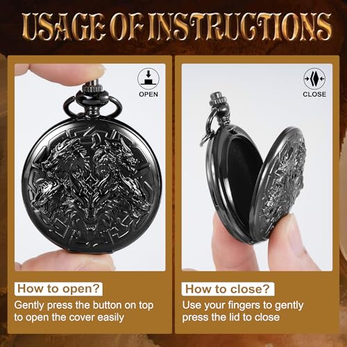 Kabinka DND Dice Set, 7pcs Mini Metal Dice with Pocket Watch Shell, Portable D&D Dic with Necklace, Dungeons and Dragons Dice for RPG(Five-Headed Dragon, Black) - color: Black, style: Five-Headed Dragon