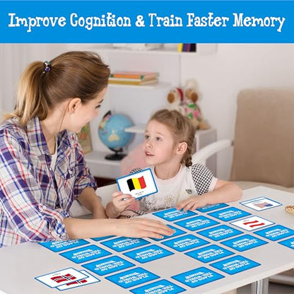 80 PCS Flags of The World Matching Game, A Fun & Fast Countries of The World Picture Memory Match Game, Educational Learning Toys Enhance Memory & Matching Skills for Kids Ages 3 and Up - style: Flags of The World