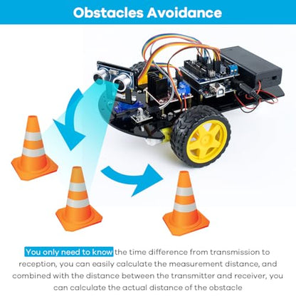 LAFVIN 2WD Smart Robot Car Kit with R3 Board, Ultrasonic Sensor, L298N Motor Driver, IR Remote Control, Obstacle Avoidance STEM Educational DIY Kit for Beginners - size: V1