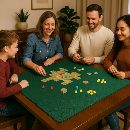 Board Game Mat 35"x35" Designed for 36 in Tables, Mahjong Mat with Carrying Bag, Neoprene Playmat, Table Cover for Board Games, Tile, Poker, RPG and Dominoes (Green) - color: Green