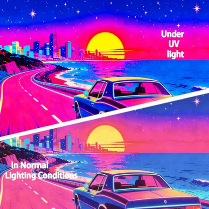 KKYEJLQYI UV Reactive Tapestry, Black Light Neon Wall Tapestry, Luminous Space Tapestry, Bedroom, Living Room, Game Room Decoration Large Tapestry (City-5) - color: City-5