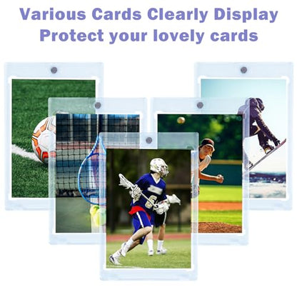 TORONTOKYO 200ct Magnetic Card Holders, 35pt One Touch Magnetic Card Holder, U-V Protection Hard Plastic Card Display Case for Trading, Sports, Baseball, Football, Game Cards - color: 200 Pieces
