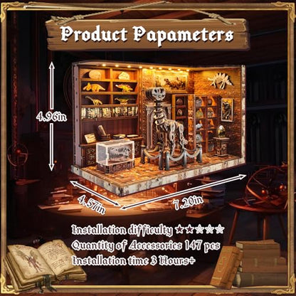 3D Wooden Puzzles for Adults, DIY Miniature Dollhouse, Book Nook Kit, Built-in LED Model Kit Hobby Gifts for Adults Teens Home Decor, Ideal Gift for Teenager and Men (Dinosaur Museum) - style: Dinosaur Museum