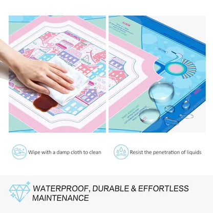 KUNTE Mahjong Mat, Blue, 32"x32" | Non-Slip, Quiet, Waterproof, Foldable, American Mahjong - color: Sweet Town