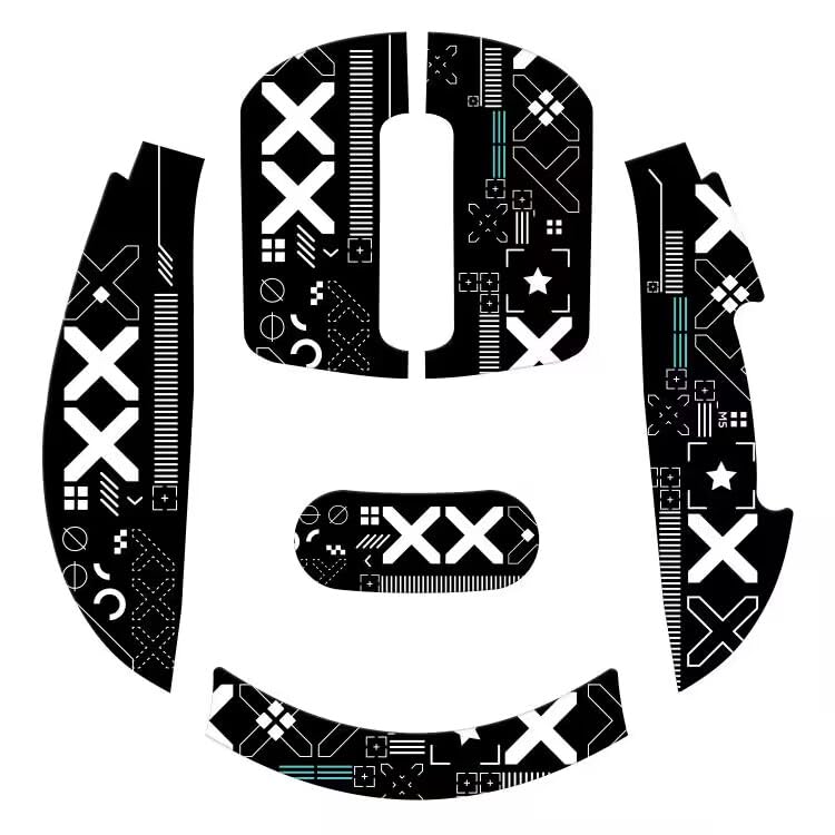 Mouse Anti Slip Grip Tape, Pre-Cut Universal Griptape for Superlight Wireless Gaming Mouse Skins, Sweat Resistant, Elastics Refined Side Grips, Easy to Apply, Ultra-thin 0.5mm (0.02in) - Black - color: Black & White