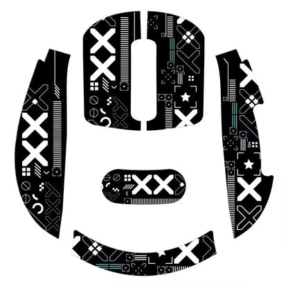 Mouse Anti Slip Grip Tape, Pre-Cut Universal Griptape for Superlight Wireless Gaming Mouse Skins, Sweat Resistant, Elastics Refined Side Grips, Easy to Apply, Ultra-thin 0.5mm (0.02in) - Black - color: Black & White