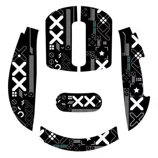 Mouse Anti Slip Grip Tape, Pre-Cut Universal Griptape for Superlight Wireless Gaming Mouse Skins, Sweat Resistant, Elastics Refined Side Grips, Easy to Apply, Ultra-thin 0.5mm (0.02in) - Black - color: Black & White