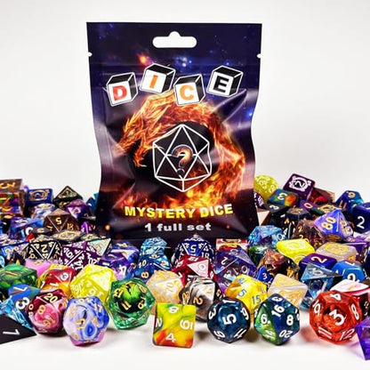 HAOMEJA 9pcs Mystery Dice Set/ 7pcs Random Polyhedral DND Dice + 2pcs D6-Sided Dice/D&D Dice，Apply to RPG，MTG，Role Playing Table Game，Party Gifts (1 Set 9pcs) - color: 1 Set 9pcs