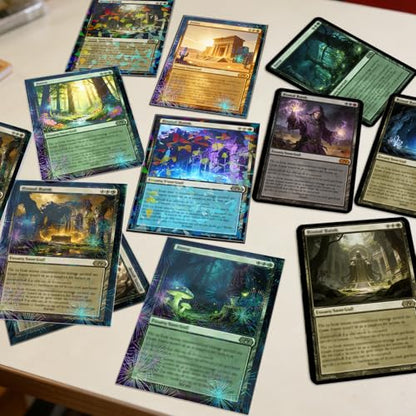 DEDC MTG Card Sleeves 200CT (Firework+Broken Stone) Holographic Front & Matte Finish Back Smooth Shuffle Standard Size 4 Mil Tear Resistant Art Cards Sleeve for Magic The Gathering - style: Front Holographic Back Black Matte