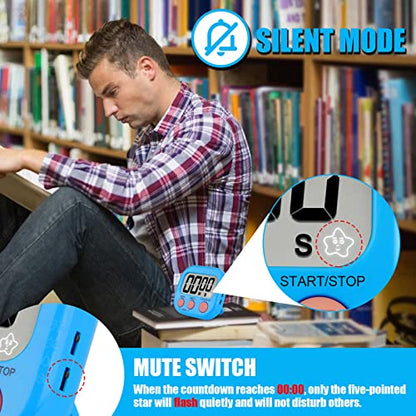6 Pack Multi-Function Electronic Timer - Magnetic Digital Timers Big LCD Display the Loud/Silent Switch Countdown Timer Extensively Use in Break Time, Cooking,Gym, Meeting, Classroom