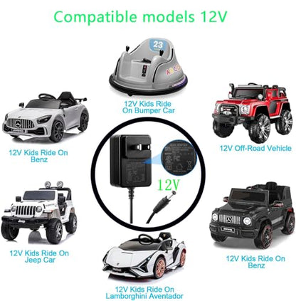 12V Battery Charger for Ride On Toys Car, Power Wheels, Electric Cars & SUVs - Compatible with Best Choice Products, Kid Trax, Dynacraft, Wrangler - 12V Universal Charger Kids Riding Toy Chargers