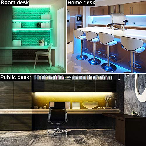 Dimmable Under Cabinet Lighting, RGB LED Light Bar, RF Remote Control Lamp, Multicolor Under Counter Lights for Desk, Room, Cupboard, Hallway, Shelf, Closet (24 Inch) - size: 24 Inch