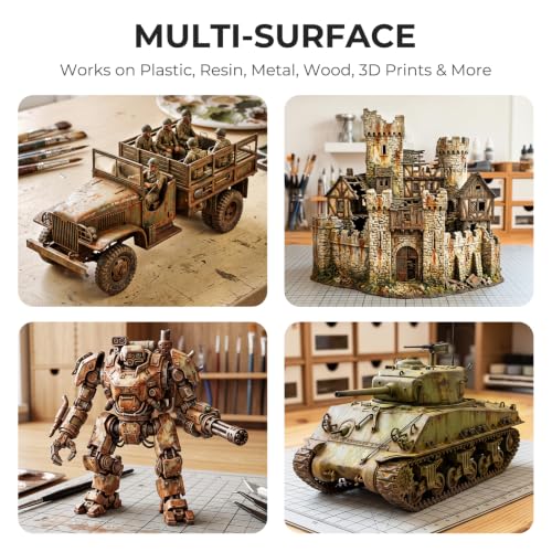 Nicpro 10 Colors Rust & Weathering Model Paint Set, 20ml Modeling Acrylic Paints, Brush & Airbrush Compatible, Miniature Paint Set for Model, Vehicle, Terrain, Dioramas & 3D Prints, with 1 Thinner - style: Rust & Weathering