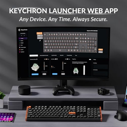 Keychron K10 HE Hall Effect Keyboard, Ultra-Fast Lime Magnetic Switch, Full-Size Tri-Mode Wireless Keyboard with Rapid Trigger, Adjustable Actuation, RGB, Aluminum + Wood Frame - Black - color: Lime Switch - Black