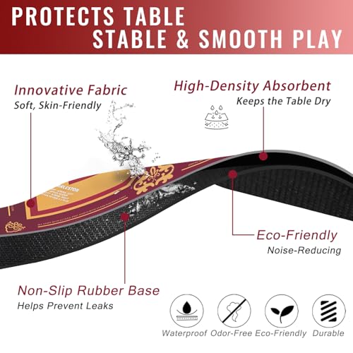 Mahjong Mat 31.5" x 31.5" Non-Slip Noise-Reducing American Mah Jongg Table Mat with Carry Bag, Waterproof Gaming Surface for Poker, Card, Dominoes, Board & Tile Games - color: Vermilion Phoenix