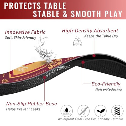 Mahjong Mat 31.5" x 31.5" Non-Slip Noise-Reducing American Mah Jongg Table Mat with Carry Bag, Waterproof Gaming Surface for Poker, Card, Dominoes, Board & Tile Games - color: Vermilion Phoenix