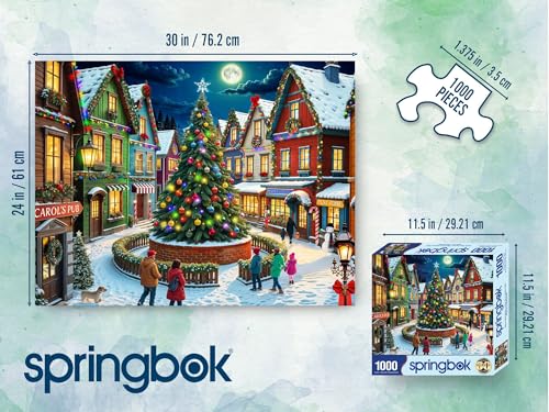 Springbok Merry Town Square 1000 Piece Jigsaw Puzzle for Adults - Christmas and Holiday Puzzle - Unique Cut Pieces - Made in USA - style: Merry Town Square