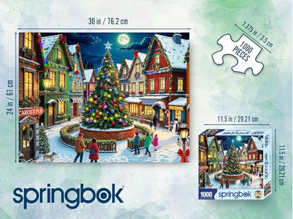 Springbok Merry Town Square 1000 Piece Jigsaw Puzzle for Adults - Christmas and Holiday Puzzle - Unique Cut Pieces - Made in USA - style: Merry Town Square