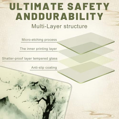 Glass Mousepad, Hard Surface Gaming Mouse Pads, Mousepad Gaming, Glasspad - color: Japanese Ink Painting 1