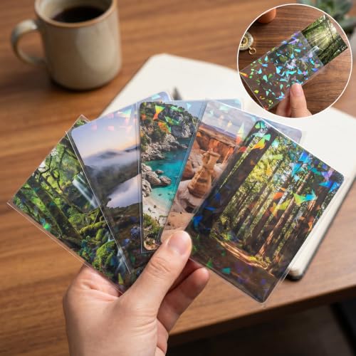 HFATMOS 300 Pcs Photocard Sleeves Laser Flashing Holographic Card Protector | Dustproof Card Sleeves for Mini Photos Credit Name Trading Cards Album Photo Cards, Glass Gemstones Pattern - color: Glass Gemstones Pattern