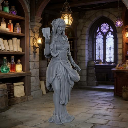 AUSPDICE Fortune Teller 25mm Scale Unpainted Resin DND Miniatures AS967 | Mystic Seer and Tarot Reader NPC Set, 1:64 Fantasy Figures for Dungeons and Dragons, TTRPG, Tabletop RPG and Dungeon Masters