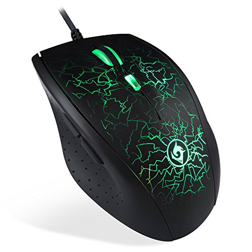EagleTec MG030 2400 DPI Programmable Optical Gaming Mouse for PC, 6-Buttons, 2 Programmable Side Buttons, 4 LED Lighting Modes (Black)