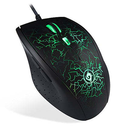 EagleTec MG030 2400 DPI Programmable Optical Gaming Mouse for PC, 6-Buttons, 2 Programmable Side Buttons, 4 LED Lighting Modes (Black)
