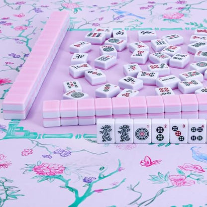 TIASUSAN American Mahjong Tile Set, 166 Pink Tiles, Bag and Mahjong Accessories, 4 All-in-One Rack/Pushers, Mahjong Set Complete - color: Pink