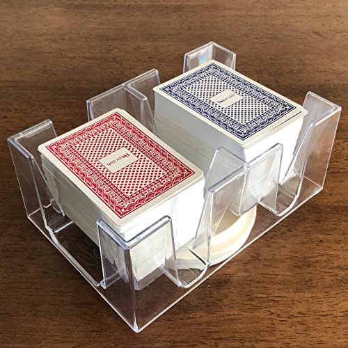 Yuanhe Canasta Playing Card Holder - 6 Deck Revolving Card Tray for Kids & Adults,Rotating Cards Holder for Poker, Canasta, Hand & Foot, Rummy,Go Fish,UNO Games (Pack of 2) - size: 7.24(L) x 5(W) x 3.3(H) inches (Pack of 2)