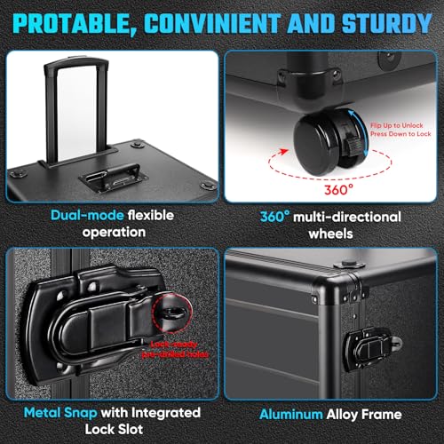 Miniatures Storage Case Miniatures Transport Case Stackable Carrying Case with Trolley & 360° Wheels 6 Trays. Aluminum Alloy Frame with Lock Slot (1.2X-Large Size) - size: 1.2X-Large