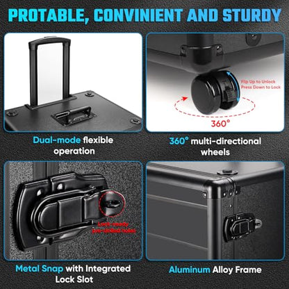 Miniatures Storage Case Miniatures Transport Case Stackable Carrying Case with Trolley & 360° Wheels 6 Trays. Aluminum Alloy Frame with Lock Slot (1.2X-Large Size) - size: 1.2X-Large