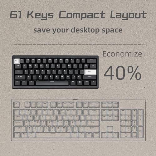 GMK61 60% Mechanical Keyboard,Tri-Mode PBT Keycaps Linear Switches 61 Keys,South-Facing RGB Gasket Mounted Plate Gaming Keyboard for Win/MAC (Black, Brown Switch)