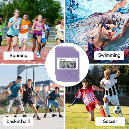 2 Pack Digital Stopwatch Timer with Large Display,Lap Split Mode, Waterproof Handheld Timer for Coaches, Teachers, Kids, Running, Swimming, Training(Purple-2 Pack) - style: style1-2pack/Purple