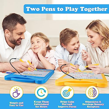 Magnetic Drawing Board for Kids, Toddler Magnet Doodle Board with Beads and 2 Pens, Magnetic Dot Art Toys, Airplane Car Travel Activities (Blue Cat) - color: Blue Cat