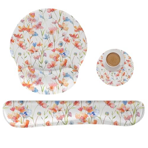 3 PCS Computer Mouse Pads for Desk with Coaster Set, Non-Slip Keyboard Wrist Rest and Mouse Pad Set, Ergonomic Design (YKMWR-52) - color: Ykmwr-52