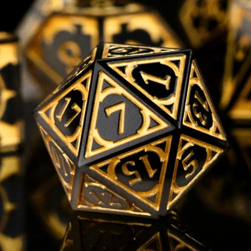 DND Resin dice Color Sharp Edge dice Set Dungeon Polyhedron D and D dice Set Suitable for D&D Role-Playing Tabletop Games D20 D12 D10 D8 D6 D4 (Black) - color: Black
