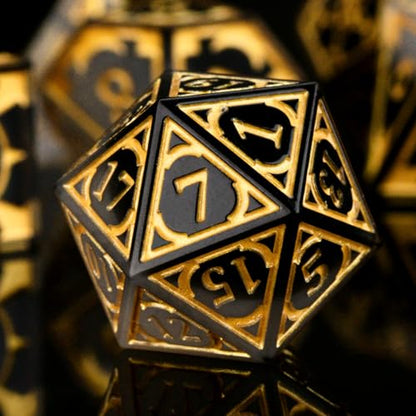 DND Resin dice Color Sharp Edge dice Set Dungeon Polyhedron D and D dice Set Suitable for D&D Role-Playing Tabletop Games D20 D12 D10 D8 D6 D4 (Black) - color: Black