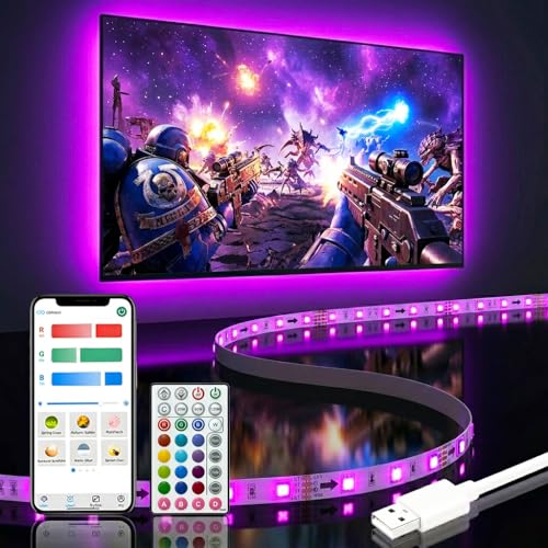 TV Backlight,12.5ft Music Sync Bluetooth TV Lights, 55-65" | USB Powered Smart Led Strip Lights, Immersive Behind TV LED Lights for Gaming, Movie